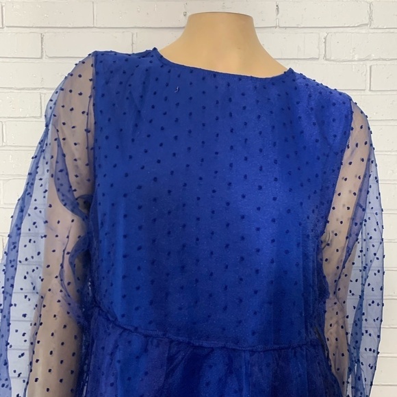 Vila Women’s Mazarine Blue Sheer Spot Smock Dress - Picture 14 of 16
